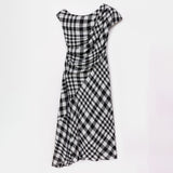 Ama Drapped Dress in Checkered Pattern