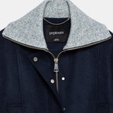 Grace Knit Collar Short Coat - Navy Blue