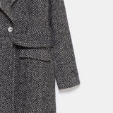 Adele Herringbone Coat - Black