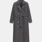 Adele Herringbone Coat - Black