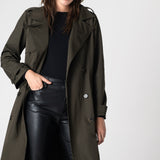 Beatrice Asymmetric Piece Trenchcoat - Khaki Green