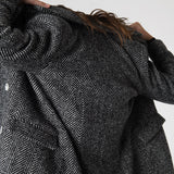 Adele Herringbone Coat - Black