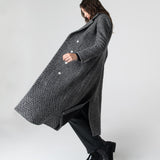 Adele Herringbone Coat - Black