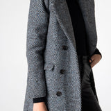 Adele Herringbone Coat - Baby Blue