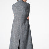 Adele Herringbone Coat - Baby Blue