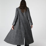 Adele Herringbone Coat - Black