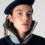 Grace Knit Collar Short Coat - Navy Blue
