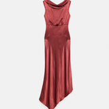 Lea Folded Neckline Sateen Dress - Dark Blush