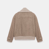 Grace Knit Collar Short Coat - Beige