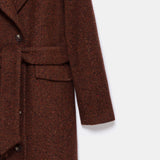 Adele Herringbone Coat - Brick Red