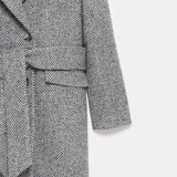 Adele Herringbone Coat - Cool Gray