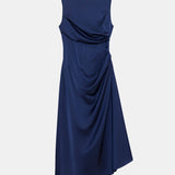 Amor Drapped Sateen Dress - Dusty Midnight