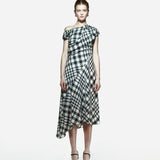 Ama Drapped Dress in Checkered Pattern