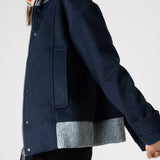 Grace Knit Collar Short Coat - Navy Blue