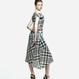 Ama Drapped Dress in Checkered Pattern
