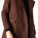 Adele Herringbone Coat - Brick Red
