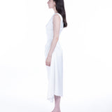 Amor Drapped Sateen Dress - Pearl White