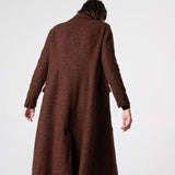 Adele Herringbone Coat - Brick Red