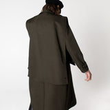 Beatrice Asymmetric Piece Trenchcoat - Khaki Green