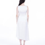 Amor Drapped Sateen Dress - Pearl White