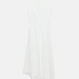 Amor Drapped Sateen Dress - Pearl White